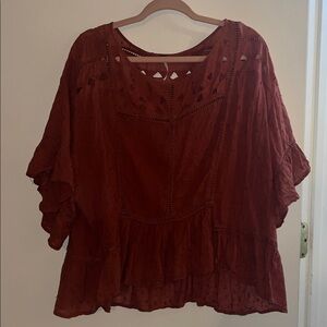 Free People Terracotta Blouse